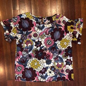 Flouncy floral business casual blouse Ann Taylor